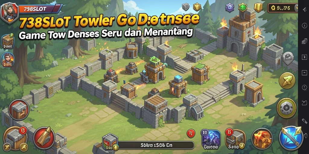 Screenshot gameplay 738SLOT menunjukkan aksi Tower Defense menarik.