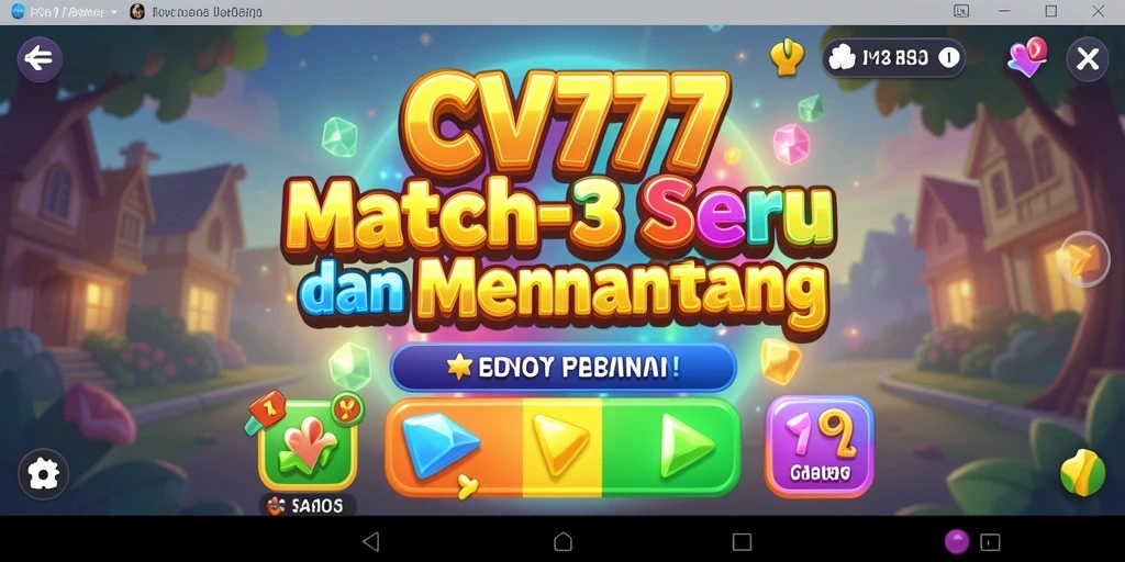 Screenshot gameplay CV777 menampilkan kombinasi warna-warni di level Match-3.