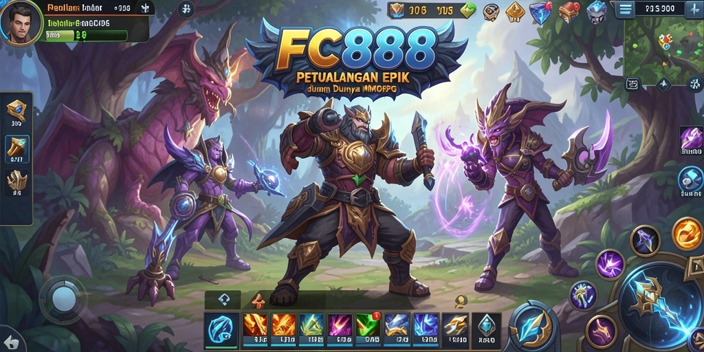 Tampilan gameplay seru di dunia fantasi FC888 dengan petualangan MMORPG.