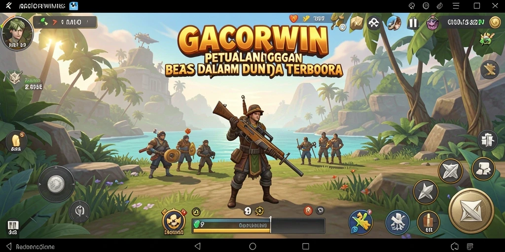 Tampilan gameplay GACORWIN dalam dunia terbuka yang luas.