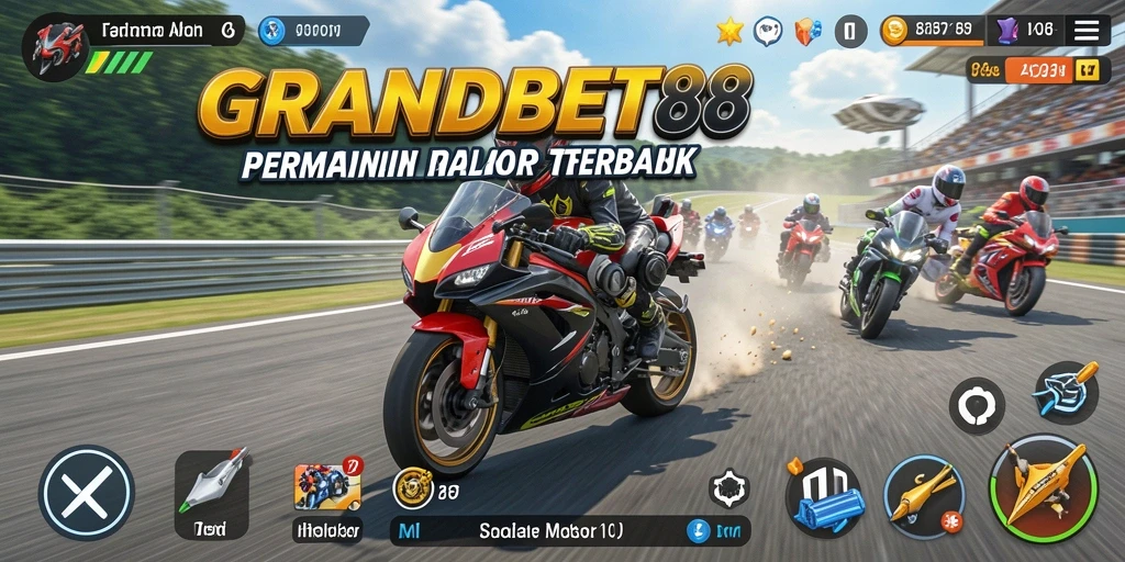 Tangkapan layar gameplay balap motor yang mendebarkan.