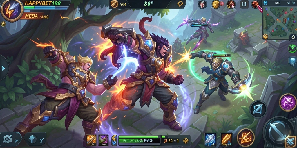 Gameplay seru di <strong>HAPPYBET188</strong> dengan aksi MOBA yang intens.