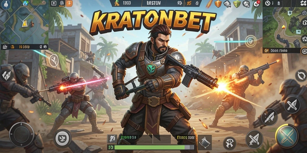 Tampilan screenshot KRATONBET menampilkan aksi intens Battle Royale.