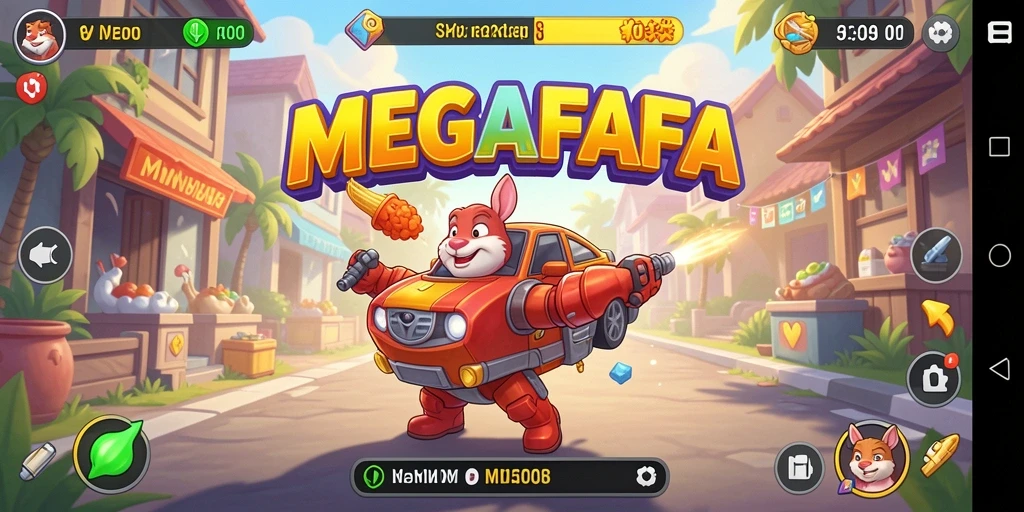 Tampilan menarik dalam permainan arcade MEGAFAFA yang menegangkan.