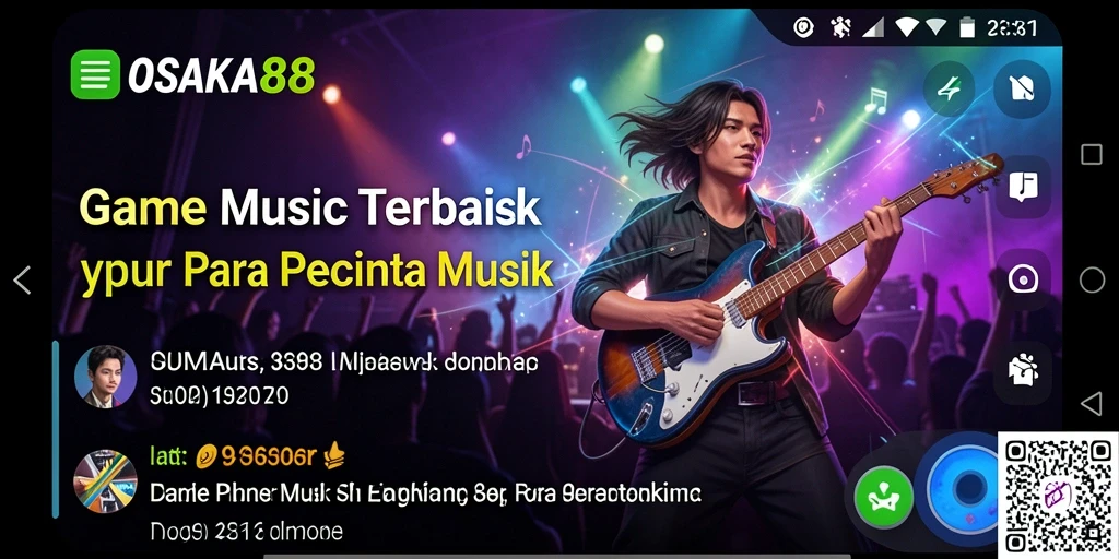 Tampilan gameplay OSAKA88 dengan pengguna yang sedang bernyanyi.
