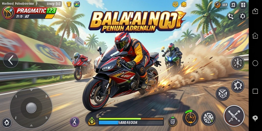 Screenshot gameplay PRAGMATIC123 yang menunjukkan aksi balapan mendebarkan.