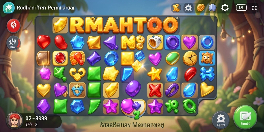 Screenshot RUMAHTOTO menunjukkan gameplay Match-3 yang menarik dan seru.