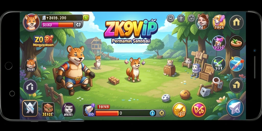 Screenshot dari gameplay <strong>ZK9VIP</strong> yang menggembirakan dan penuh warna.